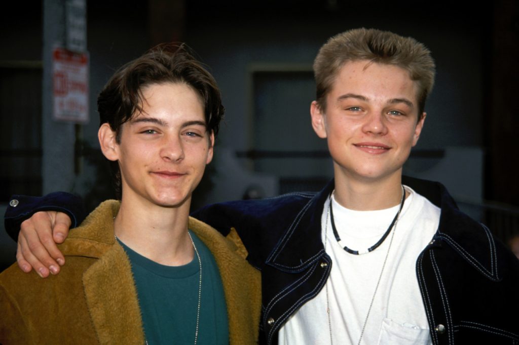 Tobey Maguire with buddy Leonardo DiCaprio in Hollywood in 1991 ©2002 Vincent Zuffante_Star File