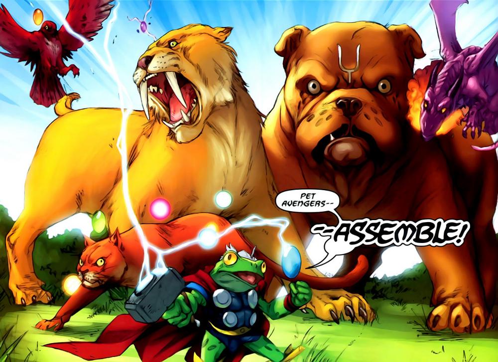 Животные Мстители (Lockjaw and the Pet Avengers #1-4, Lockjaw and the Pet Avengers: Unleashed #1-4, Avengers vs. Pet Avengers #1-4)